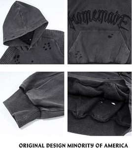 Sudadera con Capucha Unisex Vintage Lavada, Estilo Desgastado, Oversize, para Invierno, con Estampado Digital Bordado - Product Image 5