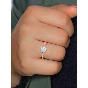 Bague ajustable en or rose de 1.5 carats avec diamant - Product Image 5