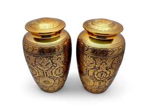 Urna dorada de cremación con diseño grabado en negro para Memorial 10 "para funeral para cenizas humanas sostiene hasta 200 LBS - Product Image 6