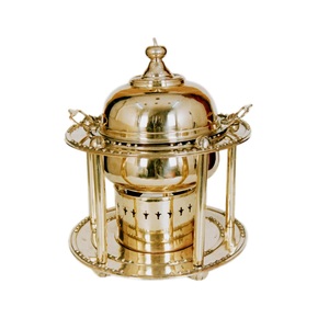 Cazuela de latón para Decoración de mesa, olla para servir, plato de frotamiento de Metal pulido brillante, calentador de alimentos de peso pesado, ollas, comida de cocina - Product Image 2