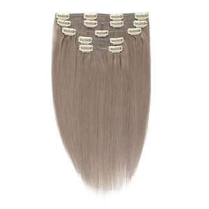 Clip in Hair Extensions #S2 <b>Light</b> Grey 13-Remy European Human Hair Bone Straight - Product Image 2