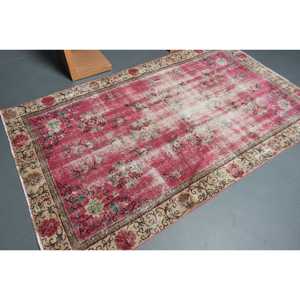 Tapis turc, tapis vintage de 4,9x8 pieds, tapis en laine rouge patchwork - Product Image 2