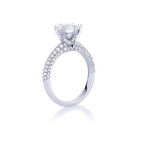 แหวนหมั้นเพชรขนาด10K สีเงิน/ทองสำหรับผู้ใหญ่ VVS2เจียระไนทรงกลม1กะรัตมีใบรับรอง IGI ขายส่งอย่างยั่งยืน - Product Image 2