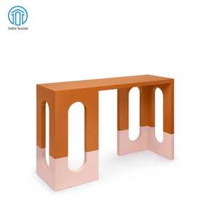 Table console minimaliste moderne, couleur crème, table d'appoint en bois pour salon, entrée, fabriquée au Vietnam - Product Image 5