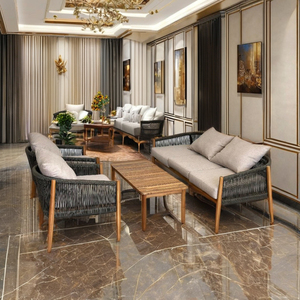 Juego de sofá convertible de madera minimalista para exteriores, cojines suaves para apartamentos u hoteles - Product Image 1