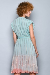 Collection d'été Vêtements de plage Lurex à volants Designer Sleeve Short Cover Up Dress With Poches For Women Dress Custom OEM Service - Product Image 5