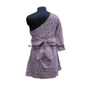 Robe moulante en coton imprimé floral indien moderne pour femmes, manche à une épaule, confortable, pour les fêtes, décontractée - Product Image 6