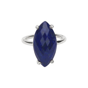 Bague en pierre précieuse Lapis Lazuli naturelle 16x10mm en forme de marquise avec or vermeil Ensemble de griffes en argent sterling 925 Bague en cristal de guérison - Product Image 3