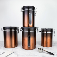 Boîte à café portable en acier inoxydable écologique de 1000g avec couvercle à dateurateur et fenêtre transparente, capacité de 30ml pour la mesure et le stockage
