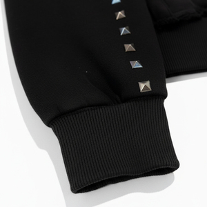 High Streetwear Otoño Ecológico Cremallera 100% Algodón French Terry Grueso Ácido Lavado Rhinestone Sun Faded Parche bordado Zip - Product Image 5