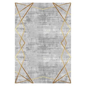 Tapis de salon en chenille gris argenté moderne abstrait imprimé numériquement, lavable en machine, antidérapant, vente en gros RUGS DEPOT LXDP-0342 - Product Image 1