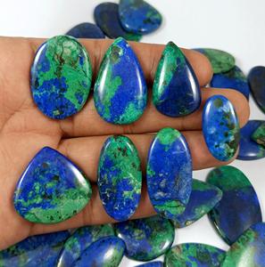 Piedra preciosa de azurita natural, Parte posterior plana lisa, forma de mezcla pulida, azurita cabujón de, tamaño personalizado para hacer joyas - Product Image 4