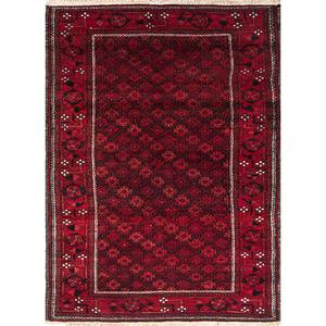 Alfombra Kiaan Grande de Lana Anudada a Mano, Roja y Naranja, con Diseño Geométrico Abstracto Rectangular para el Hogar, Entrada, Pasillo, Sala de Estar - 9x12 pies - Product Image 1