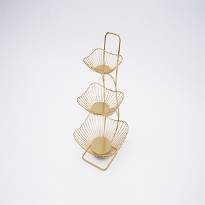 ชามผลไม้3ชั้นแบบตั้งโชว์ชามใส่ผักสีทองสำหรับตกแต่งเครื่องครัว - Product Image 4