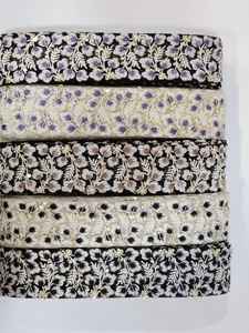 Encaje de flores bordado multicolor, accesorios de vestido de novia, encaje de modificación de borde blanco diseños y colores personalizados - Product Image 3