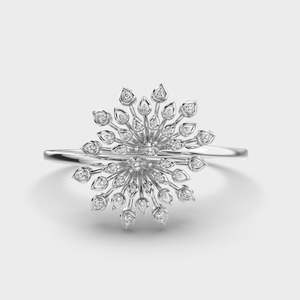 IGI Certified Lab Grown Round & Pear Diamond Radiant Bloom Statement Bracelet in <b>Solid</b> 925 Sterling Silver - Product Image 1
