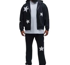 Sweat à capuche zippé intégral en coton épais 100 %, coupe oversize, épaules tombantes, avec broderie 3D et motif imprimé – Nouvelle collection hiver, best-seller - Product Image 1