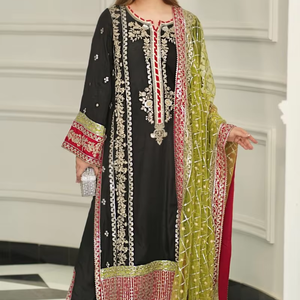 Elegante Lehenga Choli Anarkali de Chifón Bordado para Mujer, Ropa de Fiesta de Noche - Product Image 1