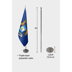 Drapeau d'intérieur officiel du Michigan 3x5 pieds, style fanion, imprimé numériquement, en tissu nylon polyester avec mât en aluminium, drapeau de jardin - Product Image 6