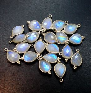 Colgante de Plata de Ley 925 con Piedra Lunar Arcoíris Natural Blanca Facetada en Forma de Pera, Tamaño 10X14MM, para Fabricación de Joyería - Product Image 2