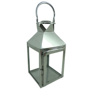 Hot Selling Glass & Stainless Steel Square <b>Lantern</b> With Handle Black Silver Colour New <b>Lantern</b> for <b>Christmas</b> & Garden Decoration - Product Image 6