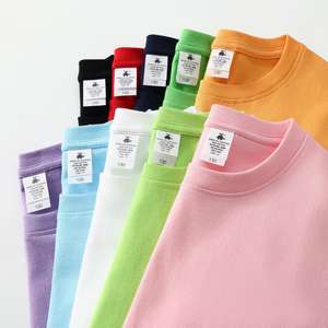 T-shirt pour enfants à motif uni Logo personnalisé 100% pur coton Mode loisirs col rond avec demi-manches courtes T-shirt ample pour hommes - Product Image 3