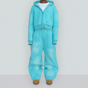 ชุดวอร์มกางเกงและมีฮู้ดสำหรับผู้ชายโอเวอร์ไซส์ซักด้วยกรดทรงหลวมพิมพ์ลายแนวสตรีท - Product Image 3