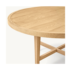 Mesa de comedor redonda de madera maciza de teca diseño minimalista moderno - Product Image 3