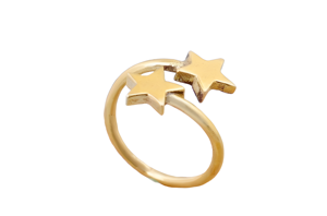 Trendy Super Celestial Star <b>Ring</b> <b>Dainty</b> Brass <b>Ring</b> for Women 18K Gold Plated Minimalist Double Star Band for Wholesale OEM ODM - Product Image 4
