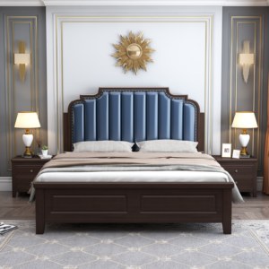 Traditional Sleigh <b>Bed</b> King Size Solid <b>Frame</b> Soft Upholstered Headboard <b>Platform</b> Design - Product Image 3