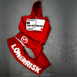 Streetwear en gros Survêtement d'hiver unisexe à capuche lourd Logo personnalisé pour sweats à capuche à fermeture éclair Pantalon de jogging - Product Image 6