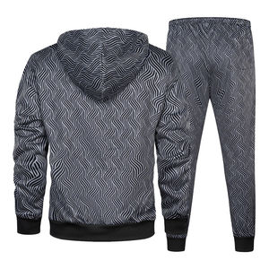 Survêtement d'hiver unisexe classique avec intérieur en polaire douce, sweat à capuche zippé et pantalon de jogging pour l'entraînement - Product Image 3
