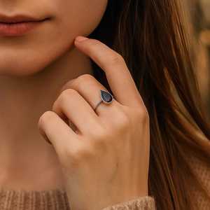 Handmade Pear <b>Garnet</b> <b>Ring</b> Minimalist Sterling <b>Silver</b> January Birthstone - Product Image 2