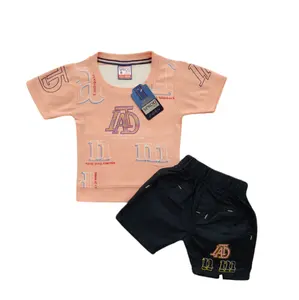 Wholesale Boy Cute Fashion Color Block Stripe Clothing Set Summer 2pcs Shirt Clothing Set From Indian Exporter