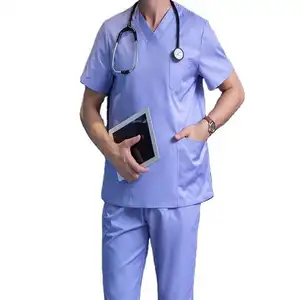 Fashion plus size healthcare scrub uniform minimum order 1 luxury custom scrubs with logo medical scrubs set