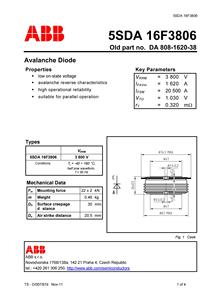 Hitachi Energy 5SDA 16F3806 Avalanche Diode 3800V 1620A <b>rectifiers</b> aluminum smelting metal refining trackside supply - Product Image 2