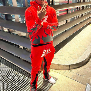 Conjunto de Sudadera con Capucha y Pantalones Deportivos de Felpa de Alta Calidad Expu International para Hombre, Estilo Urbano de Invierno, Pantalones Deportivos Acampanados de Poliéster/Algodón - Product Image 5