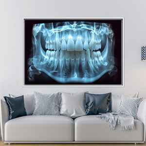 Arte Impreso en Lienzo de Anatomía Dental Moderna para Decoración de Consultorio Dental, 1 Pieza: Enmarcado en Blanco - Product Image 1