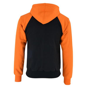 Sudadera con capucha de lana negra y naranja para motocicleta para hombres recién llegados estilo de conducción Sudadera con capucha de motorista personalizada con protecciones extraíbles - Product Image 2
