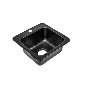 DIVRIS Évier simple en cuivre martelé fait main, à poser sur comptoir, à un trou, carré, finition polie moderne, pour cuisine et salle de bain, 12x12" NC-2007 - Product Image 1