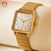 Montre carrée originale personnalisée, étanche, à quartz, dorée, tendance, pour femmes, marques de luxe, montre à aiguilles pour femmes