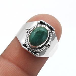 Lujo hecho a mano 100% Esmeralda verde natural 925 Anillos de piedras preciosas de plata esterlina Anillos DE PIEDRA DE NACIMIENTO ovalados de lujo para ella a precios bajos - Product Image 1