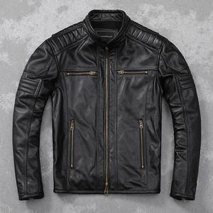 ที่ดีที่สุดแจ็คเก็ตหนังวัวหนังแกะ100% ของผู้ชายเสื้อโค้ทเฟอร์แนววินเทจคุณภาพสูงเสื้อโค้ทขนสัตว์กระเป๋าแบบบางสำหรับขี่มอเตอร์ไซด์ฤดูหนาว - Product Image 3