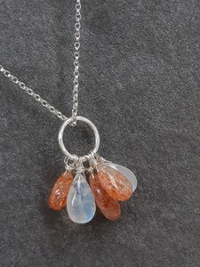 Piedra lunar Sunstone collar joyería de plata esterlina Collar de plata colgante de múltiples piedras preciosas regalo para ella - Product Image 6