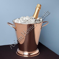 Seau à glace martelé en acier inoxydable poli, fait main, de luxe moderne, avec poignées à pince, écologique, pour fêtes et usage domestique AXIOM HOME