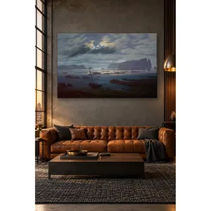 Fida Caspar David Friedrich Côte rocheuse et mer du Nord au clair de lune Impression sur toile - Product Image 1
