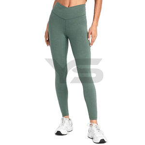 Leggings de yoga en nylon soyeux et doux pour femmes, vente en gros, personnalisables, ODM, pantalons de sport et de fitness avec logo sur la taille - Product Image 3