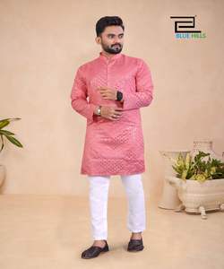 Camisa Formal de Primavera Transpirable y Antiarrugas de Seda/Algodón para Festivales, Ropa India para Hombre, Venta al por Mayor en Surat - Product Image 2