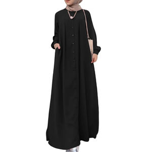 Sólido Fabricante Nuevo Eid Abaya para Mujeres Elegante Modesto Muselina Moda Cuarto Cremallera Chapado Inspirado Dubai Estilos Turcos - Product Image 1