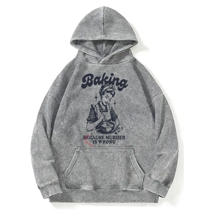 Ropa de calle desgastada con lavado ácido Vintage Sudadera con capucha de gran tamaño recortada pulóver hombres sudaderas OEM fabricante personalizado - Product Image 3